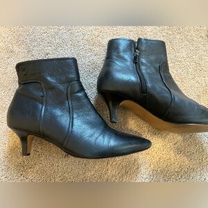 Clarks black leather ankle booties